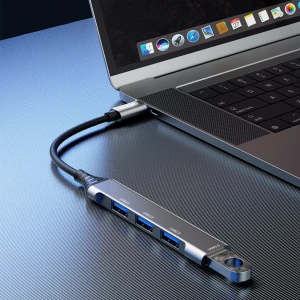 Hurtownia GSM - Dudao HUB 4in1 USB-C/4x USB-A(3 x USB 2.0/USB 3.0) 6,3cm černý (A16T) - DDA253 - {ean13} - Hurt
