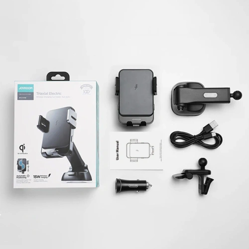 Uchwyt samochodowy z ładowarką bezprzewodową Joyroom czarny (JR-ZS219)