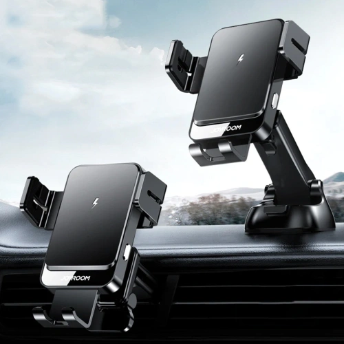 Uchwyt samochodowy z ładowarką bezprzewodową Joyroom czarny (JR-ZS219)