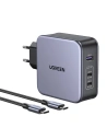 UGREEN CD289 Netzladegerät, 2x USB-C, 1x USB-A, GaN, 140W, 2m Kabel (Schwarz)