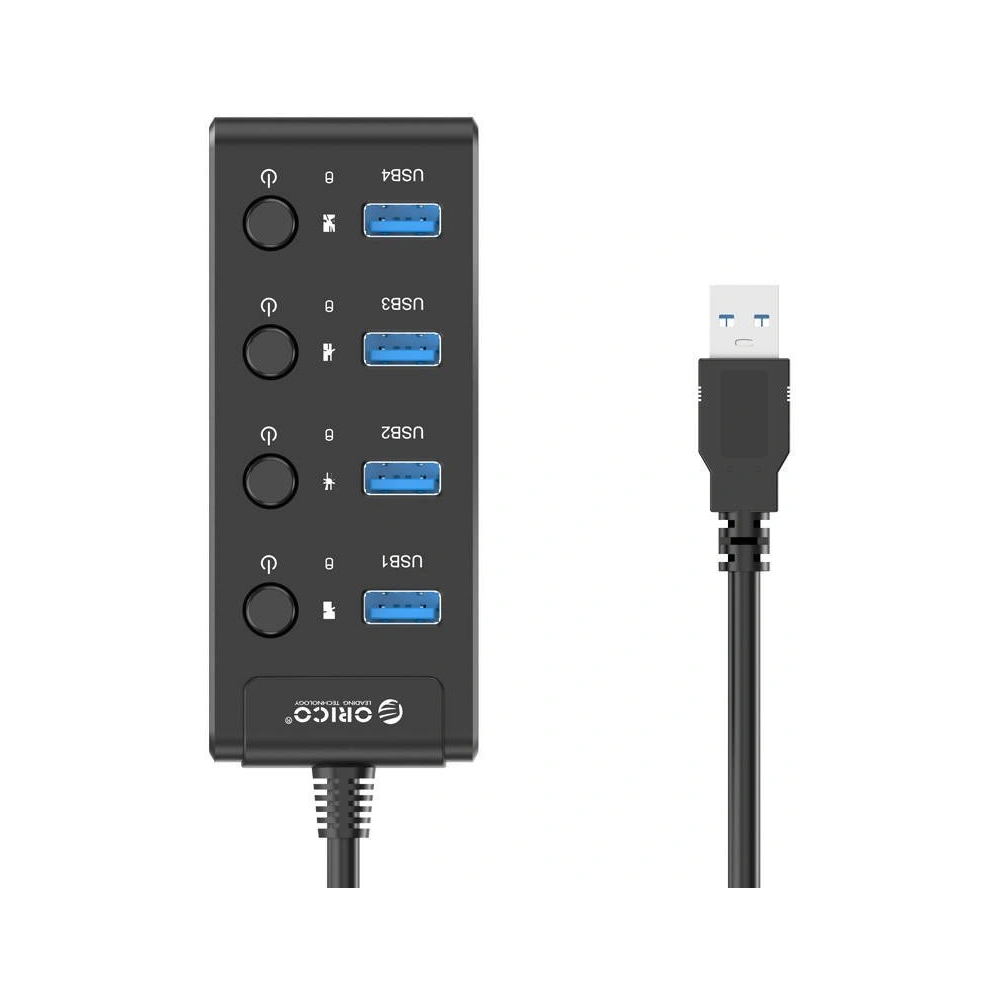 Hurtownia GSM - Hub USB 3.0. Orico s vypínači, 5x USB (černý) - ORC16 - {ean13} - Hurt