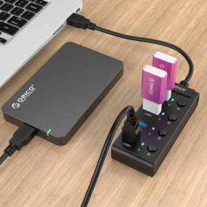 Hurtownia GSM - Hub USB 3.0. Orico s vypínači, 5x USB (černý) - ORC16 - {ean13} - Hurt
