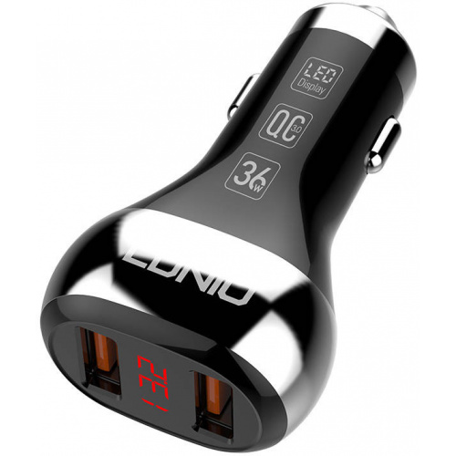 LDNIO Distributor - 6933138618028 - LDN4 - LDNIO C2 Car Charger, 2x USB, QC 3.0, LED, 36W (black) - B2B homescreen