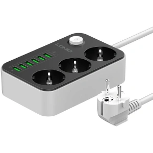 Wholesale LDNIO SE3631 Power Strip, 3x AC, 6x USB 1.6m (black) - LDN6 - {ean13} - Hurt