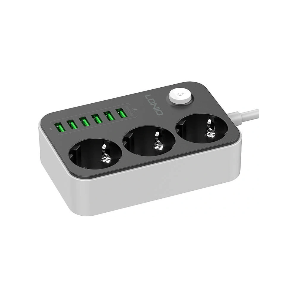 Wholesale LDNIO SE3631 Power Strip, 3x AC, 6x USB 1.6m (black) - LDN6 - {ean13} - Hurt
