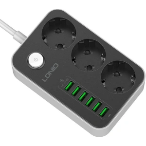 Wholesale LDNIO SE3631 Power Strip, 3x AC, 6x USB 1.6m (black) - LDN6 - {ean13} - Hurt