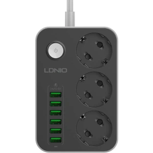 Wholesale LDNIO SE3631 Power Strip, 3x AC, 6x USB 1.6m (black) - LDN6 - {ean13} - Hurt