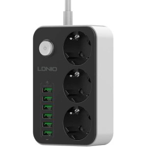 Wholesale LDNIO SE3631 Power Strip, 3x AC, 6x USB 1.6m (black) - LDN6 - {ean13} - Hurt