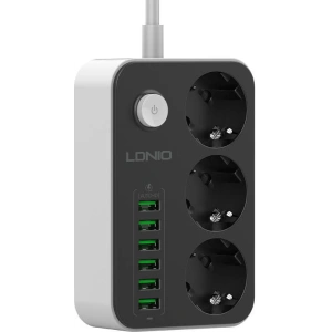 Wholesale LDNIO SE3631 Power Strip, 3x AC, 6x USB 1.6m (black) - LDN6 - {ean13} - Hurt