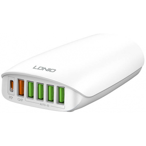 LDNIO Distributor - 6933138665732 - LDN10 - LDNIO A6573C Wall Charger, 5x USB, 65W, 1.5m (white) - B2B homescreen