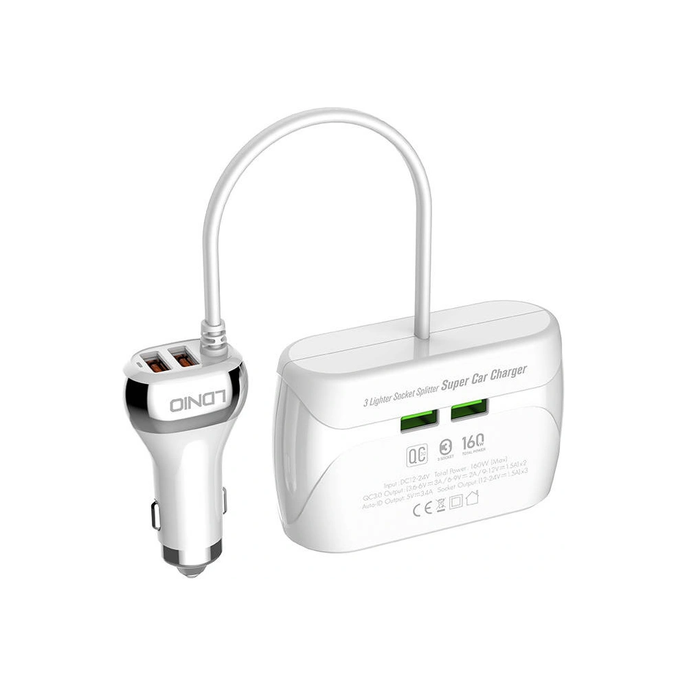 Hurtownia GSM - Auto-Ladegerät mit Verteiler LDNIO C504Q, 3x USB (weiß) - LDN11 - {ean13} - Hurt