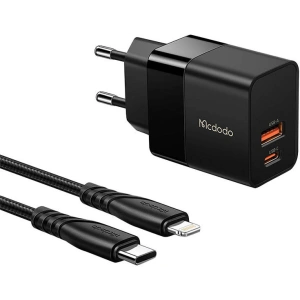 Hurtownia GSM - Síťová nabíječka Mcdodo CH-1952 USB + USB-C, 20W + kabel USB-C/Lightning (černá) - MDD5 - {ean13} - Hurt
