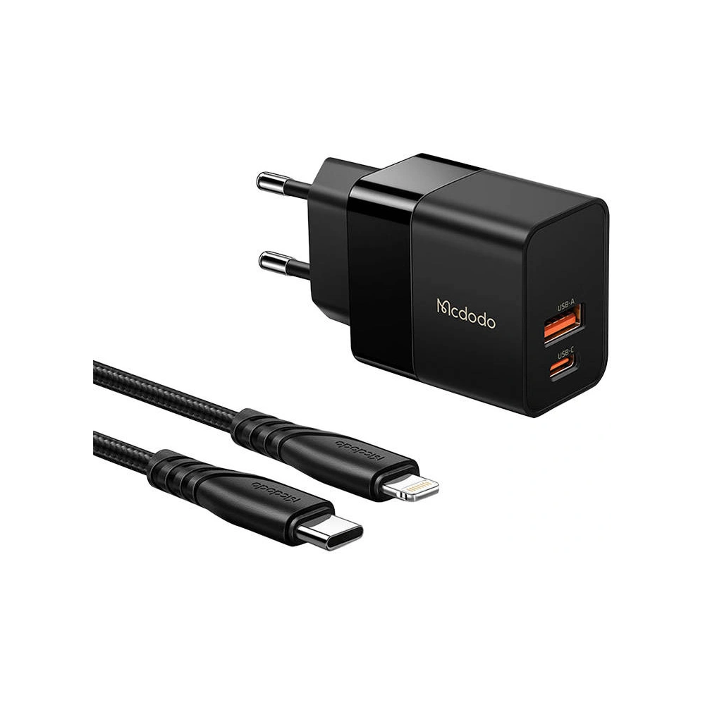 Hurtownia GSM - Hálózati töltő Mcdodo CH-1952 USB + USB-C, 20W + USB-C/Lightning kábel (fekete) - MDD5 - {ean13} - Hurt