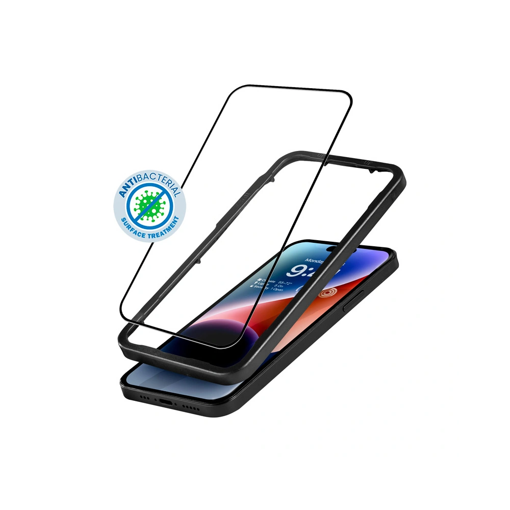 Hurtownia GSM - Sklo temperované Crong Anti-Bacterial 3D Armour Glass Apple iPhone 14 Pro + instalační rámček - CRG585 - {ean13} - Hurt
