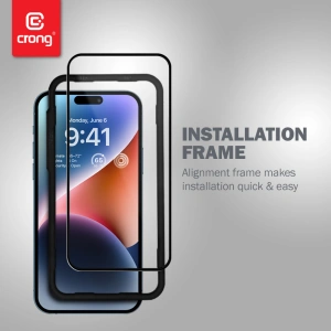 Hurtownia GSM - Szkło hartowane Crong Anti-Bacterial 3D Armour Glass Apple iPhone 14 Pro + ramka instalacyjna - CRG585 - {ean13} - Hurt