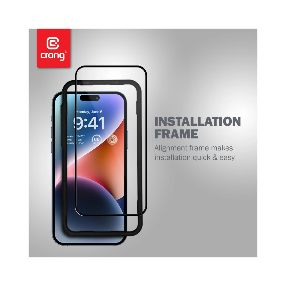 Hurtownia GSM - Gehärtetes Glas Crong Anti-Bakteriell 3D Armor Glas Apple iPhone 14 Pro + Installationsrahmen - CRG585 - {ean13} - Hurt