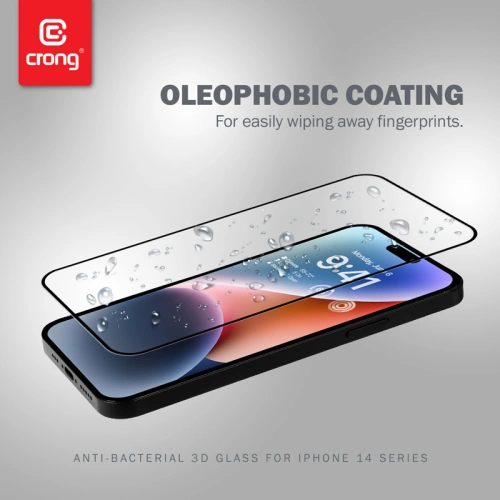 Szkło hartowane Crong Anti-Bacterial 3D Armour Glass Apple iPhone 14 Pro + ramka instalacyjna