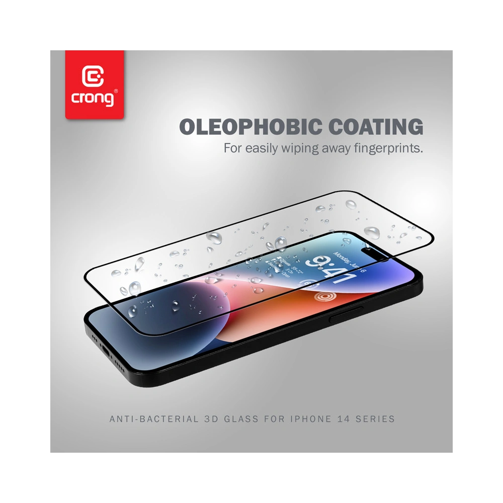 Hurtownia GSM - Gehärtetes Glas Crong Anti-Bakteriell 3D Armor Glas Apple iPhone 14 Pro + Installationsrahmen - CRG585 - {ean13} - Hurt