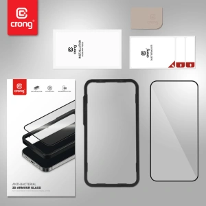 Hurtownia GSM - Szkło hartowane Crong Anti-Bacterial 3D Armour Glass Apple iPhone 14 Pro + ramka instalacyjna - CRG585 - {ean13} - Hurt