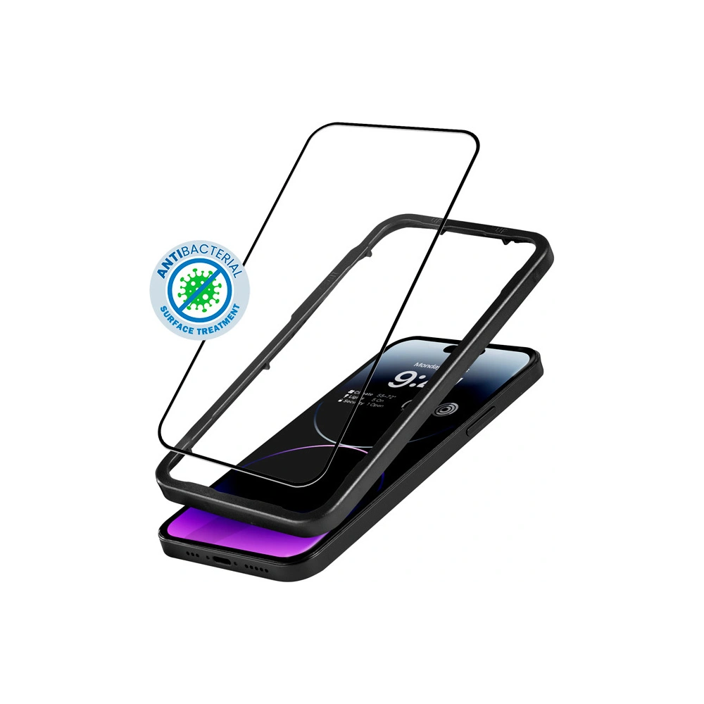 Hurtownia GSM - Tvrzené sklo Crong Anti-Bacterial 3D Armour Glass Apple iPhone 14 Pro Max + instalační rámček - CRG586 - {ean13} - Hurt