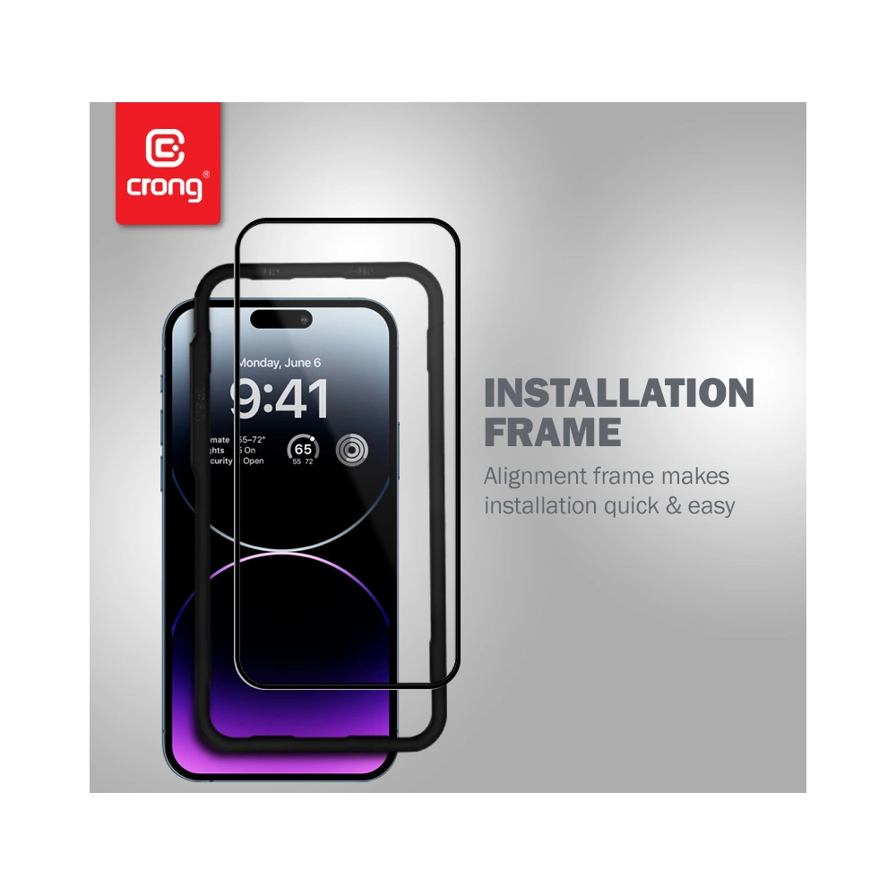 Hurtownia GSM - Gehärtetes Glas Crong Anti-Bakteriell 3D Armor Glas Apple iPhone 14 Pro Max + Installationsrahmen - CRG586 - {ean13} - Hurt
