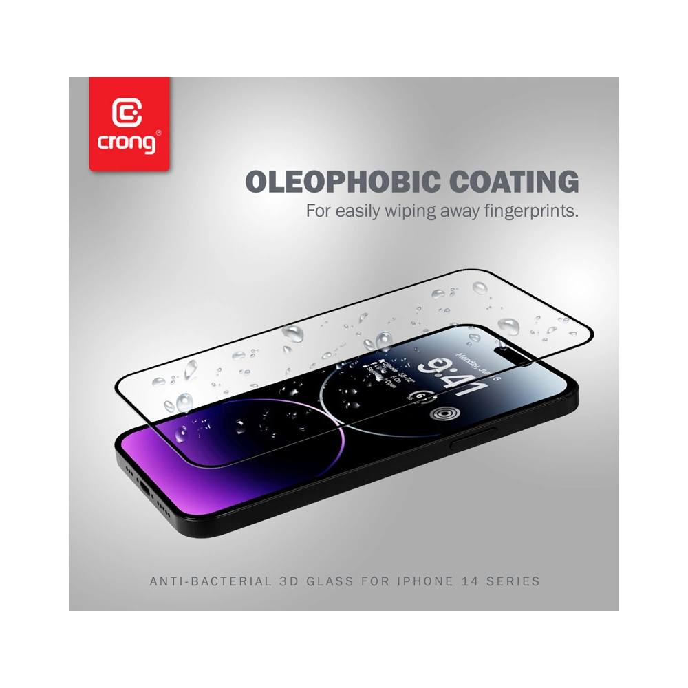 Hurtownia GSM - Tvrzené sklo Crong Anti-Bacterial 3D Armour Glass Apple iPhone 14 Pro Max + instalační rámček - CRG586 - {ean13} - Hurt