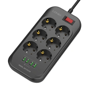 Wholesale LDNIO SE6403 Power Strip 6x AC, 4x USB, 2m (black) - LDN12 - {ean13} - Hurt