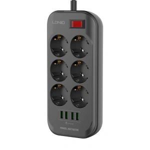 Wholesale LDNIO SE6403 Power Strip 6x AC, 4x USB, 2m (black) - LDN12 - {ean13} - Hurt