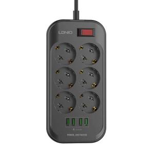 Wholesale LDNIO SE6403 Power Strip 6x AC, 4x USB, 2m (black) - LDN12 - {ean13} - Hurt