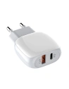 Hálózati töltő LDNIO A2313C, USB + USB-C, PD + QC 3.0, 20W (fehér)