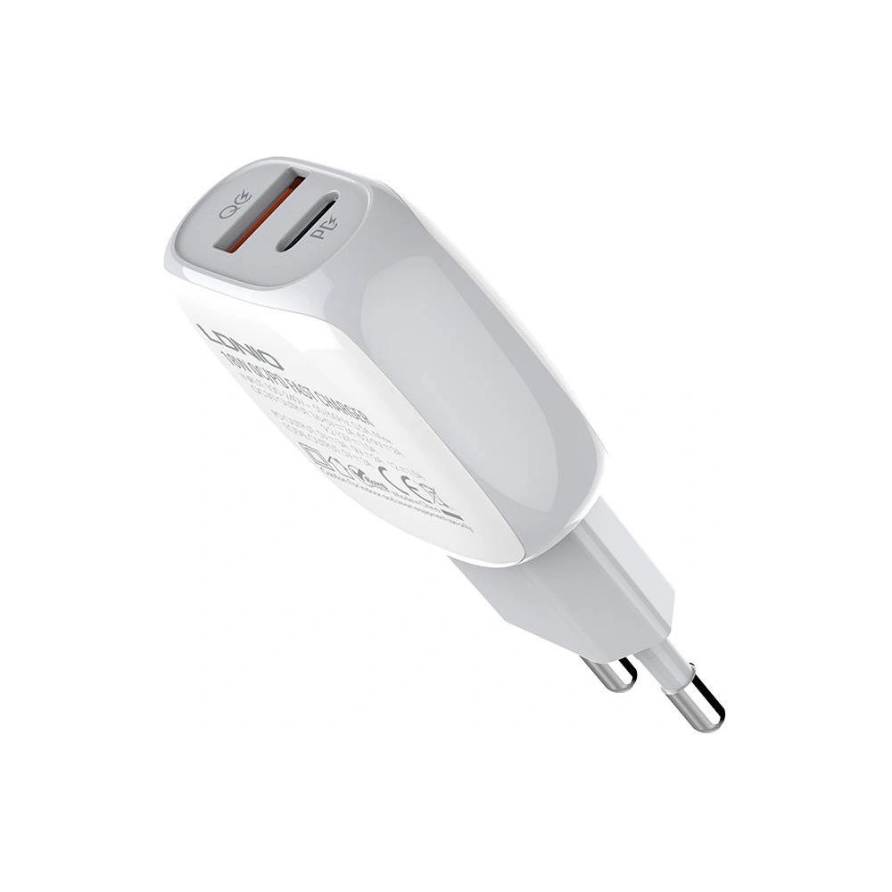Hurtownia GSM - Hálózati töltő LDNIO A2313C, USB + USB-C, PD + QC 3.0, 20W (fehér) - LDN15 - {ean13} - Hurt