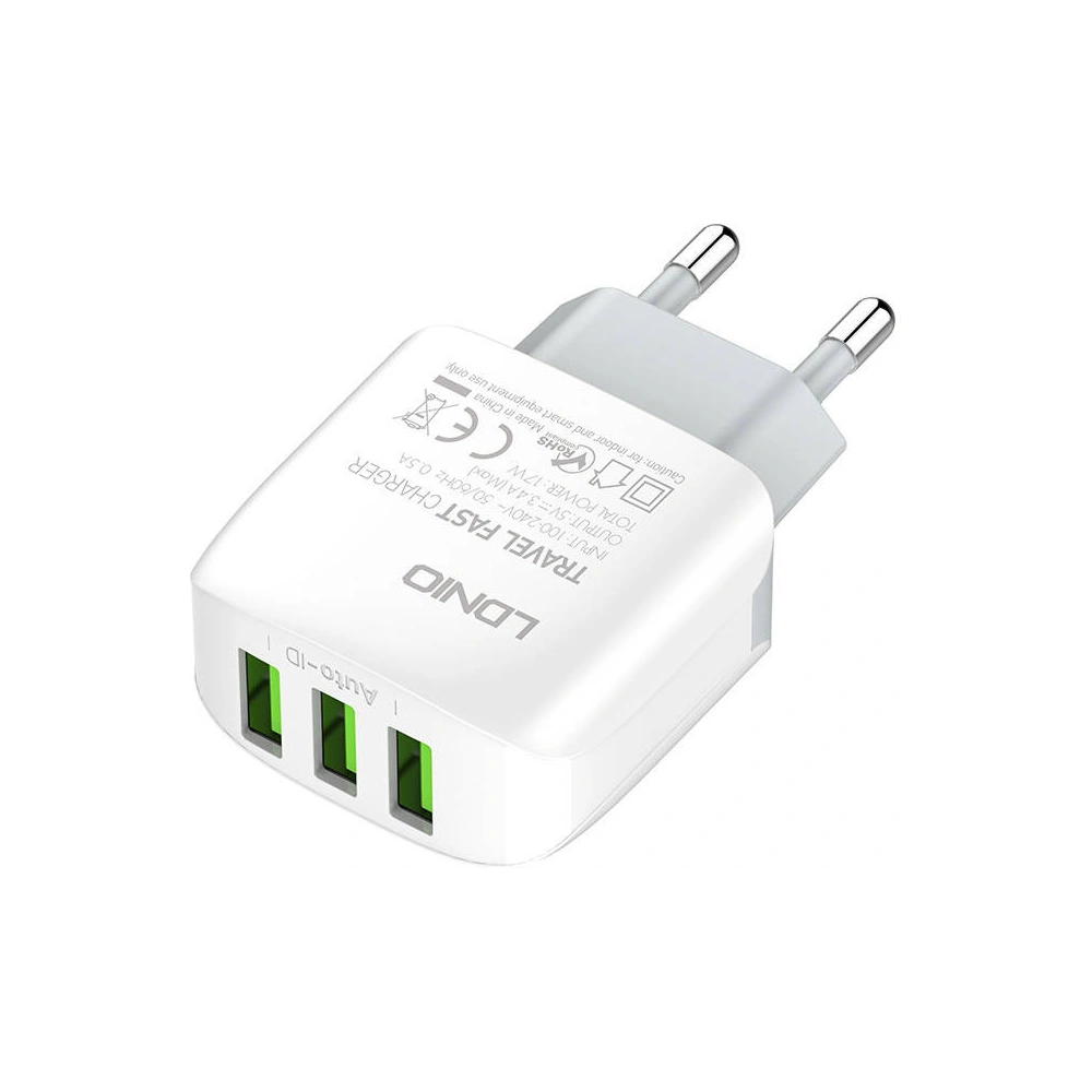 Hurtownia GSM - Hálózati töltő LDNIO A3312, 3x USB, 17W (fehér) - LDN16 - {ean13} - Hurt