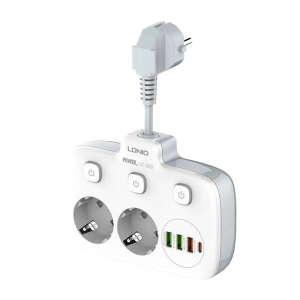 Hurtownia GSM - Napájecí lišta se 2 AC zásuvkami, 3x USB, USB-C, LDNIO SE2435, 2500W (bílá) - LDN20 - {ean13} - Hurt