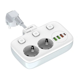 Hurtownia GSM - Napájecí lišta se 2 AC zásuvkami, 3x USB, USB-C, LDNIO SE2435, 2500W (bílá) - LDN20 - {ean13} - Hurt