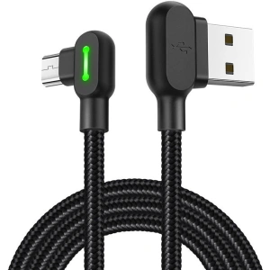 Kabel kątowy Mcdodo CA-5280 USB-A/microUSB LED, 0.5m (czarny)