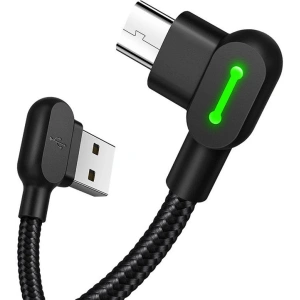 Kabel kątowy Mcdodo CA-5280 USB-A/microUSB LED, 0.5m (czarny)