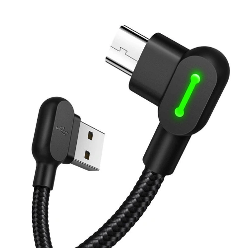 Kabel kątowy Mcdodo CA-5280 USB-A/microUSB LED, 3m (czarny)