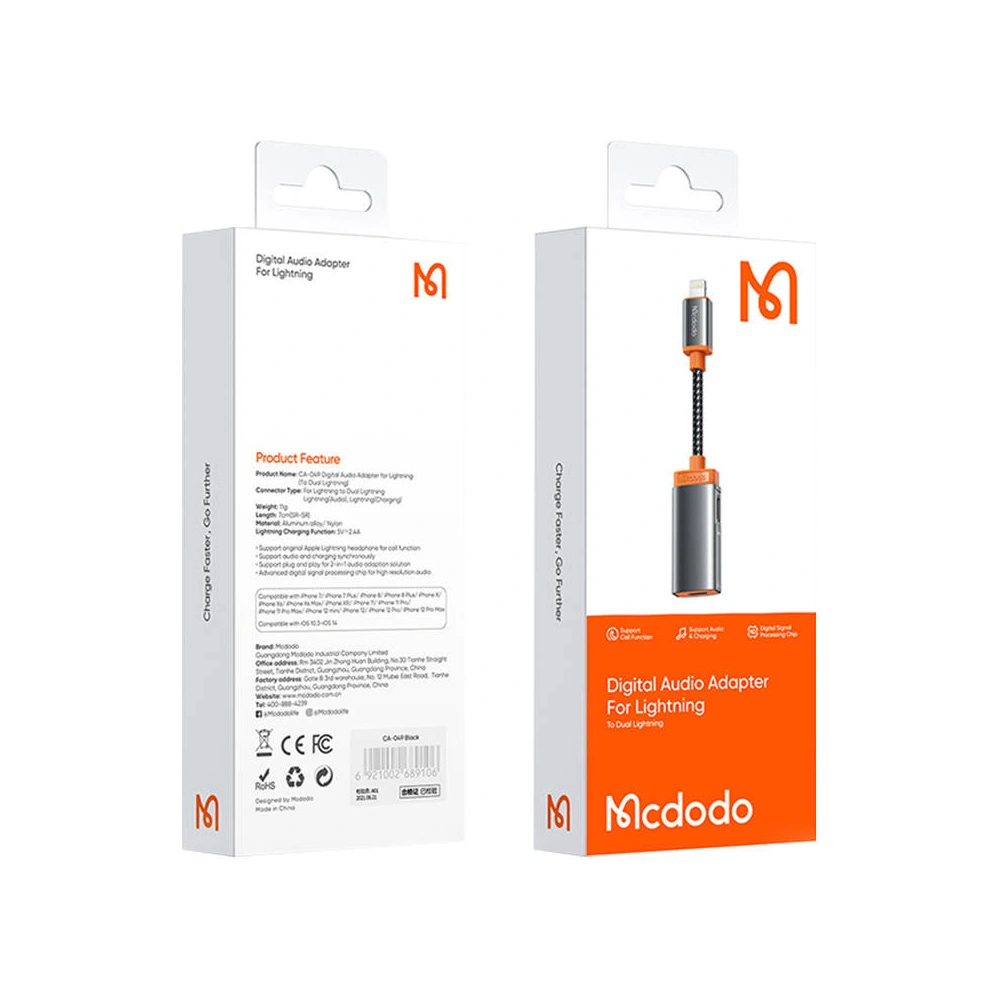 Hurtownia GSM - Adapter Mcdodo Oryx CA-0490 Lightning/2x Lightning (schwarz) - MDD30 - {ean13} - Hurt