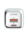 Hurtownia GSM - Hálózati töltő LDNIO A2318C, USB + USB-C, PD + QC 3.0, 20W (fehér) - LDN22 - {ean13} - Hurt