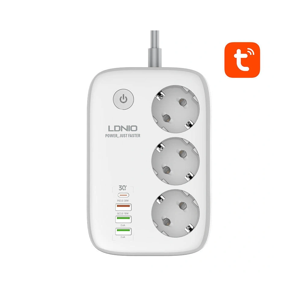 Hurtownia GSM - Inteligentní napájecí lišta Wi-Fi LDNIO SEW3452, Tuya (bílá) - LDN23 - {ean13} - Hurt