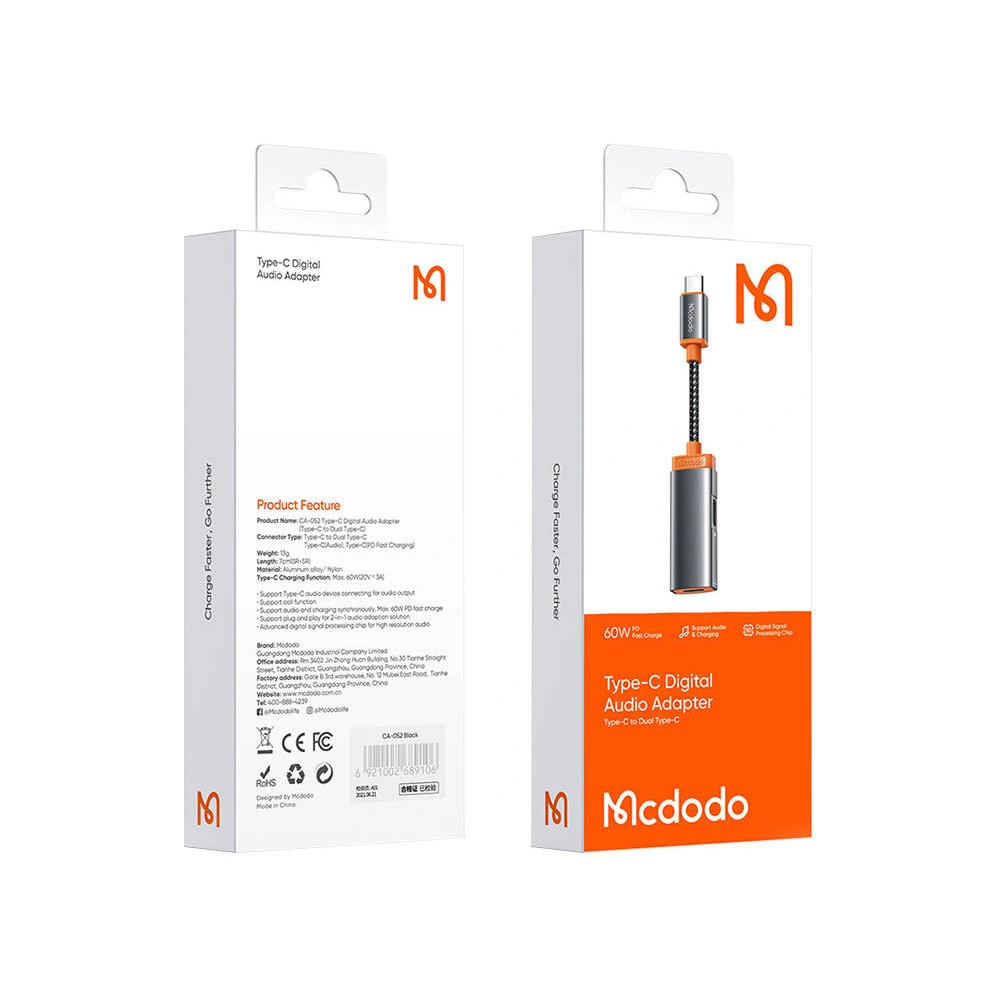 Hurtownia GSM - Adaptér Mcdodo CA-0520 USB-C/2x USB-C, PD 60W (černý) - MDD32 - {ean13} - Hurt