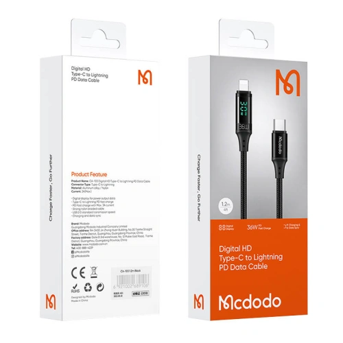 Kabel Mcdodo CA-1030 USB-C/Lightning, 36W, 1.2m (czarny)