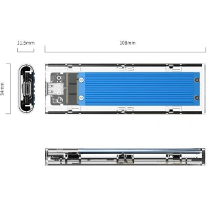 Wholesale Orico External Hard Drive Enclosure SDD M.2 NVME, USB-C 3.1 Gen.2, 10Gbps (blue) - ORC44 - {ean13} - Hurt