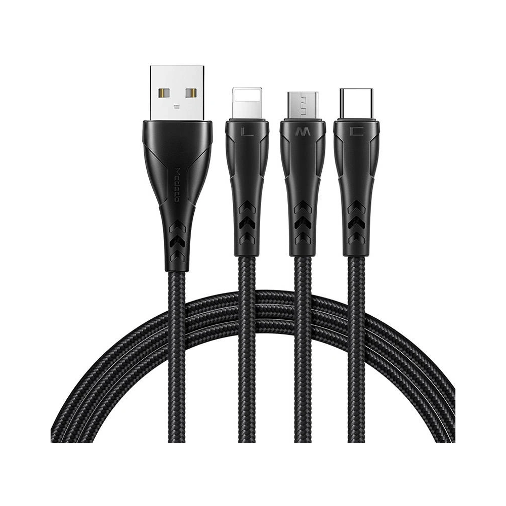Hurtownia GSM - Kabel Mcdodo CA-6960 3w1 USB-A/USB-C - Lightning - microUSB, 1.2m (černý) - MDD48 - {ean13} - Hurt