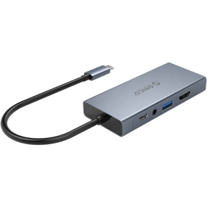 Hurtownia GSM - Adaptér Hub 5v1 Orico, HDMI 4K + USB 3.0 + VGA + AUX + USB-C PD 60W - ORC64 - {ean13} - Hurt