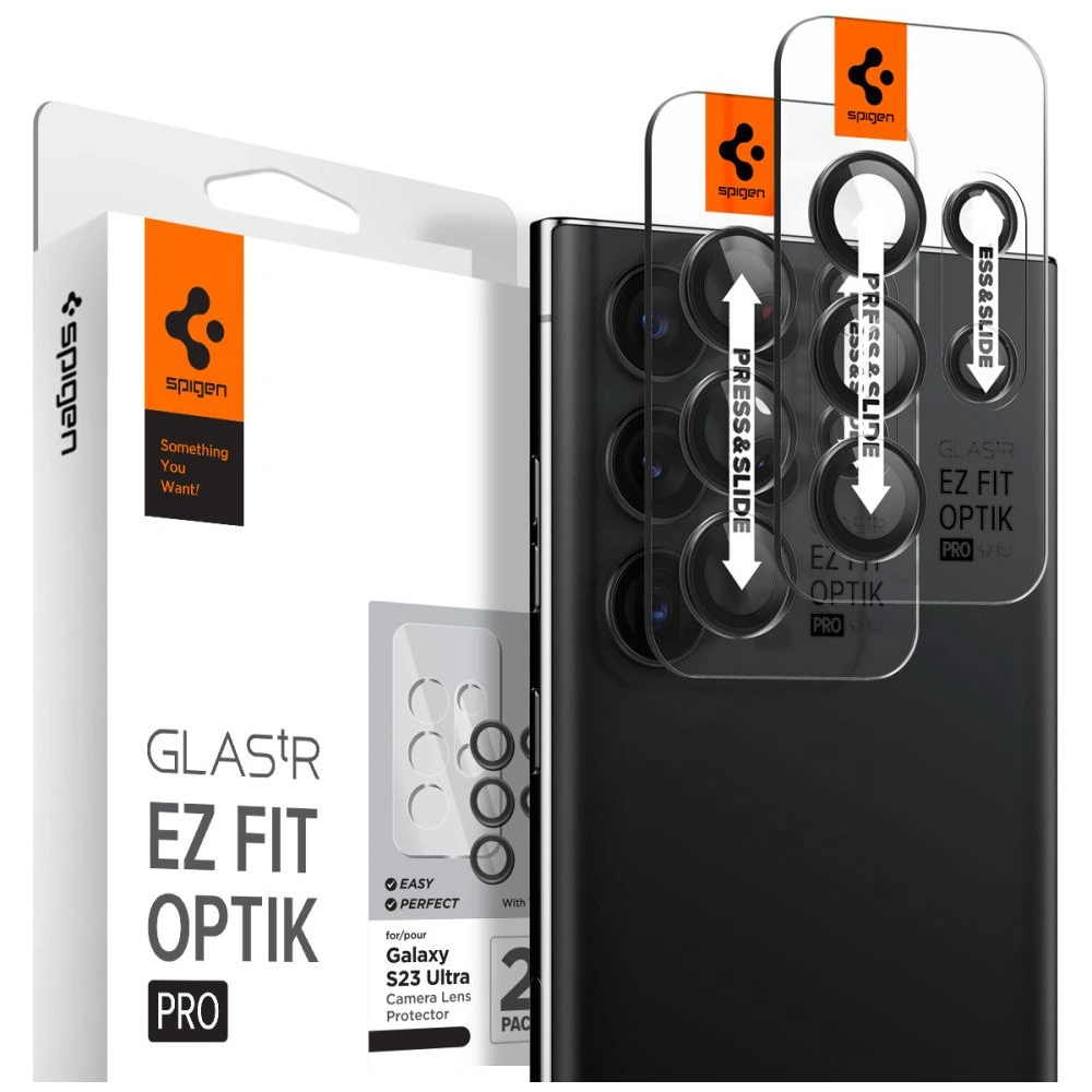 Hurtownia GSM - Szkło hartowane na aparat Spigen GLAS.tR Ez Fit Optik Pro Samsung Galaxy S23 Ultra Black [2 PACK] - SPN2741 - {ean13} - Hurt