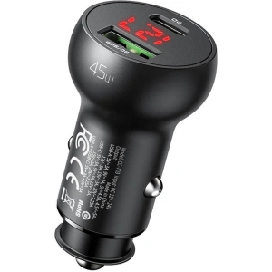 Hurtownia GSM - Autonabíječka Mcdodo CC-7030, USB + USB-C, s displejem, 45W (černá) - MDD67 - {ean13} - Hurt