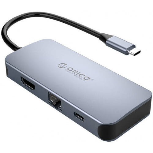 Orico Distributor - 6936761809474 - ORC78 - Orico Adapter Hub 6in1 HDMI 4K + 3x USB 3.0 + RJ45+ USB-C PD 100W - B2B homescreen