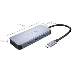 Hurtownia GSM - Adaptér Hub 6w1 Orico, HDMI 4K + 3x USB 3.0 + RJ45 + USB-C PD 100W - ORC78 - {ean13} - Hurt