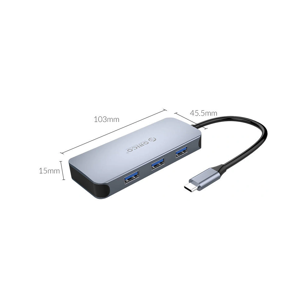 Wholesale Orico Adapter Hub 6in1 HDMI 4K + 3x USB 3.0 + RJ45+ USB-C PD 100W - ORC78 - {ean13} - Hurt